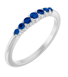 72022 Ring Set Platinum Natural Blue Sapphire Round 2.25 Mm Natural Blue Sapphire Polished Natural Blue Sapphire Stackable Ring