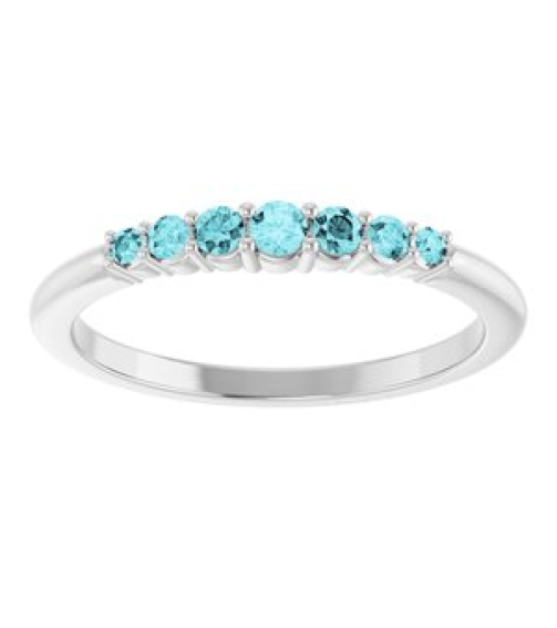 72022 Ring Set Platinum Natural Blue Zircon Round 2.25 Mm Natural Blue Zircon Polished Natural Blue Zircon Stackable Ring