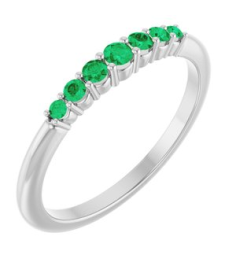 72022 Ring Set Platinum Natural Emerald Round 2.25 Mm Natural Emerald Polished Natural Emerald Stackable Ring