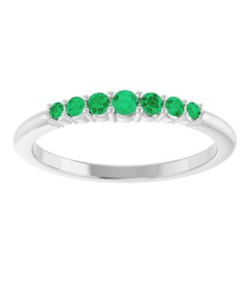 72022 Ring Set Platinum Natural Emerald Round 2.25 Mm Natural Emerald Polished Natural Emerald Stackable Ring