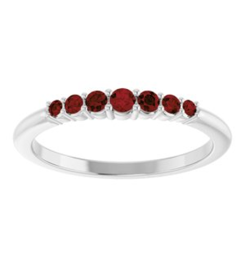 72022 Ring Set Platinum Natural Mozambique Garnet Round 2.25 Mm Natural Mozambique Garnet Polished Natural Mozambique Garnet Stackable Ring