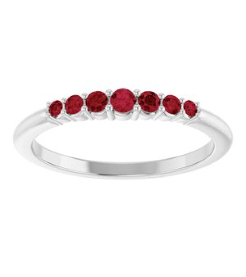 72022 Ring Set Platinum Natural Ruby Round 2.25 Mm Natural Ruby Polished Natural Ruby Stackable Ring