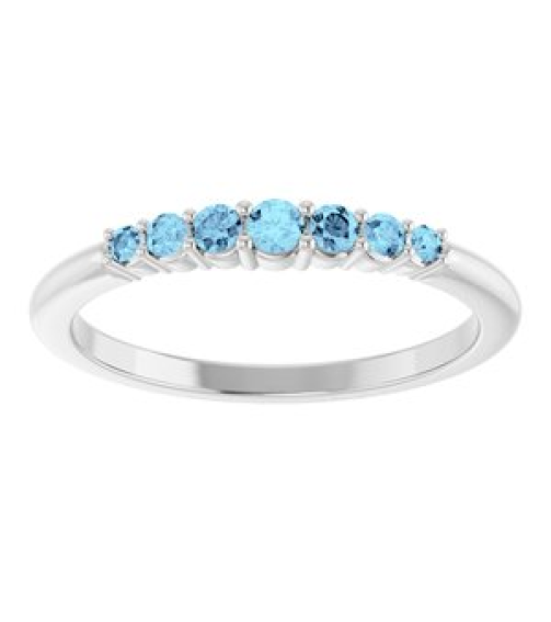 72022 Ring Set Sterling Silver Natural Aquamarine Round 2.25 Mm Natural Aquamarine Polished Natural Aquamarine Stackable Ring