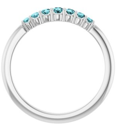 72022 Ring Set Sterling Silver Natural Blue Zircon Round 2.25 Mm Natural Blue Zircon Polished Natural Blue Zircon Stackable Ring