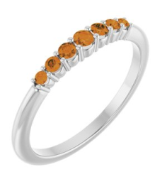 72022 Ring Set Sterling Silver Natural Citrine Round 2.25 Mm Natural Citrine Polished Natural Citrine Stackable Ring