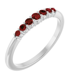 72022 Ring Set Sterling Silver Natural Mozambique Garnet Round 2.25 Mm Natural Mozambique Garnet Polished Natural Mozambique Garnet Stackable Ring