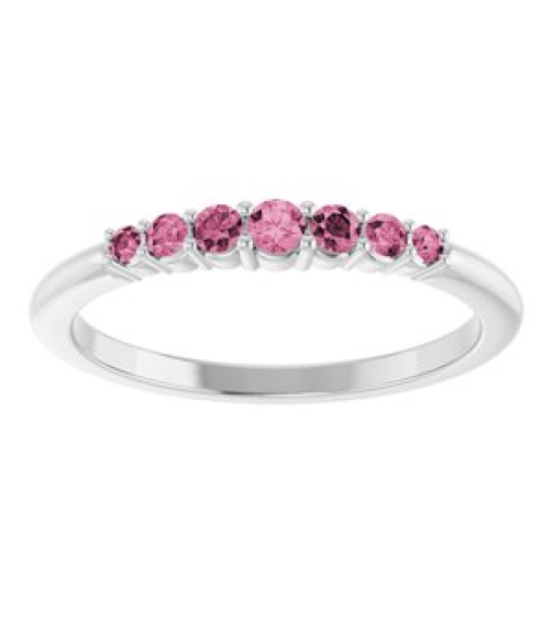 72022 Ring Set Sterling Silver Natural Pink Tourmaline Round 2.25 Mm Natural Pink Tourmaline Polished Natural Pink Tourmaline Stackable Ring