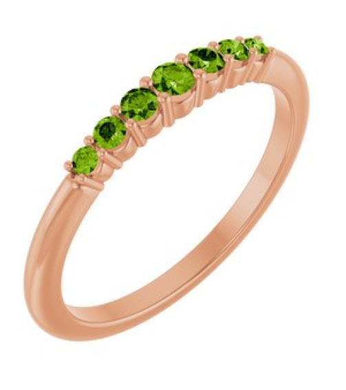 72022 Ring Set 14K Rose Natural Peridot Round 2.25 Mm Natural Peridot Polished Natural Peridot Stackable Ring