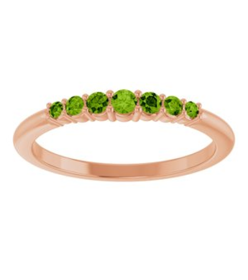 72022 Ring Set 14K Rose Natural Peridot Round 2.25 Mm Natural Peridot Polished Natural Peridot Stackable Ring