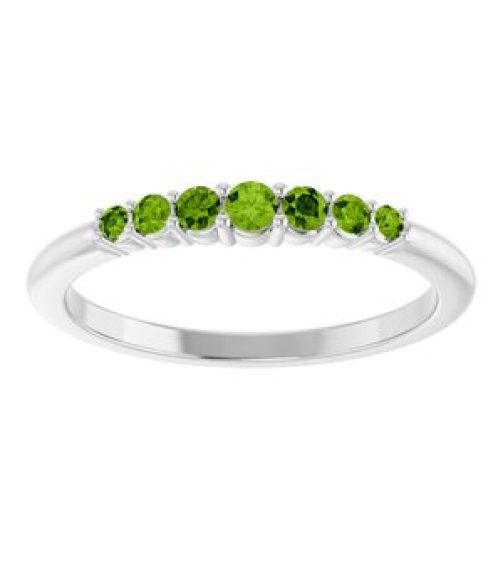 72022 Ring Set Sterling Silver Natural Peridot Round 2.25 Mm Natural Peridot Polished Natural Peridot Stackable Ring