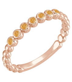 71813 Ring Set 14K Rose Natural Citrine Round 1.75 Mm Polished Natural Citrine Stackable Ring