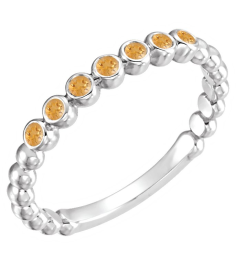 71813 Ring Set Platinum Natural Citrine Round 1.75 Mm Polished Natural Citrine Stackable Ring