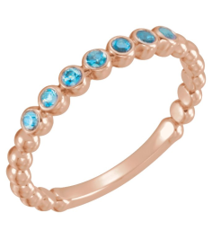 71813 Ring Set 14K Rose Natural Blue Zircon Round 1.75 Mm Polished Natural Blue Zircon Stackable Ring