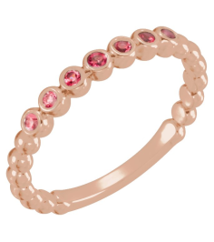 71813 Ring Set 14K Rose Natural Ruby Round 1.75 Mm Polished Natural Ruby Stackable Ring
