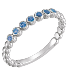 71813 Ring Set Platinum Natural Blue Sapphire Round 1.75 Mm Polished Natural Blue Sapphire Stackable Ring