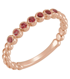 71813 Ring Set 14K Rose Natural Mozambique Garnet Round 1.75 Mm Polished Natural Mozambique Garnet Stackable Ring