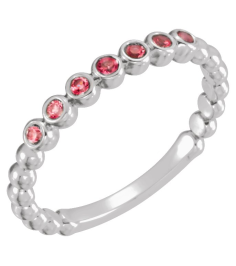 71813 Ring Set Platinum Natural Mozambique Garnet Round 1.75 Mm Polished Natural Mozambique Garnet Stackable Ring