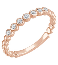71813 Ring Set 14K Rose Natural Diamond Round 1.75 Mm Polished 18 Ctw Natural Diamond Stackable Ring
