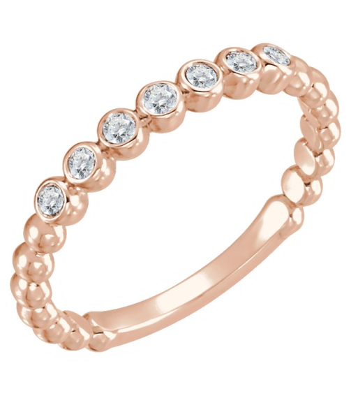 71813 Ring Set 14K Rose Natural Diamond Round 1.75 Mm Polished 18 Ctw Natural Diamond Stackable Ring