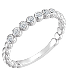 71813 Ring Set Platinum Natural Diamond Round 1.75 Mm Polished 18 Ctw Natural Diamond Stackable Ring