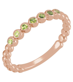 71813 Ring Set 14K Rose Natural Peridot Round 1.75 Mm Polished Natural Peridot Stackable Ring