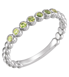 71813 Ring Set Platinum Natural Peridot Round 1.75 Mm Polished Natural Peridot Stackable Ring