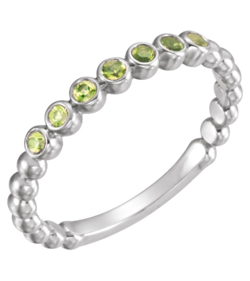 71813 Ring Set Platinum Natural Peridot Round 1.75 Mm Polished Natural Peridot Stackable Ring