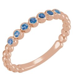 71813 Ring Set 14K Rose Natural Blue Sapphire Round 1.75 Mm Polished Natural Blue Sapphire Stackable Ring