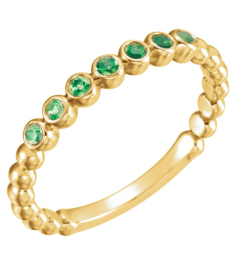 71813 Ring Set 14K Yellow Lab-Grown Emerald Round 1.75 Mm Polished Lab-Grown Emerald Stackable Ring