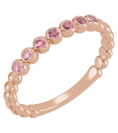 71813 Ring Set 14K Rose Natural Pink Tourmaline Round 1.75 Mm Polished Natural Pink Tourmaline Stackable Ring