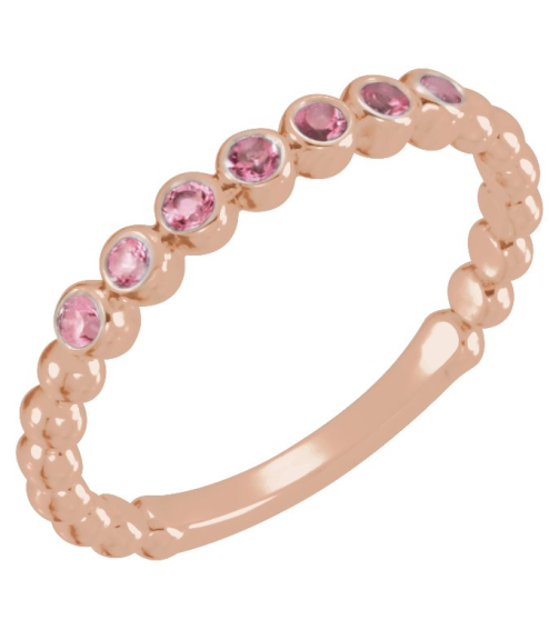 71813 Ring Set 14K Rose Natural Pink Tourmaline Round 1.75 Mm Polished Natural Pink Tourmaline Stackable Ring
