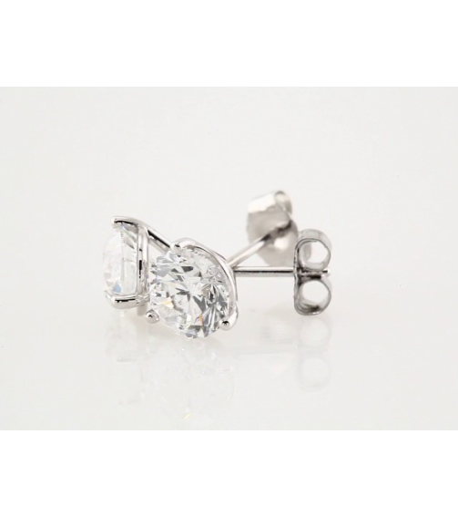 66233 14K White Set Round Natural Diamond Pair 6.3Mm 2 Ctw I2, G-H Friction Friction Backs Included 3-Prong Polished 2 Ctw Natural Diamond Stud Earrings