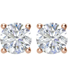 1874 14K Rose Set Round Natural Diamond Pair 5Mm 1 Ctw I1, G-H Friction Friction Backs Included 4-Prong Polished 1 Ctw Natural Diamond Stud Earrings