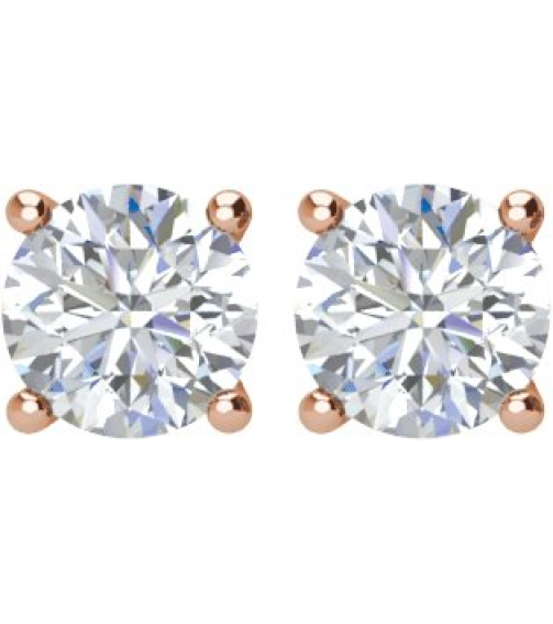 1874 14K Rose Set Round Natural Diamond Pair 5Mm 1 Ctw I1, G-H Friction Friction Backs Included 4-Prong Polished 1 Ctw Natural Diamond Stud Earrings