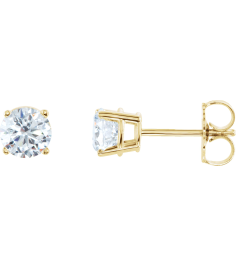 1874 14K Yellow Set Round Natural Diamond Pair 6.3Mm 2 Ctw I2, G-H Friction Friction Backs Included 4-Prong Polished 2 Ctw Natural Diamond Stud Earrings