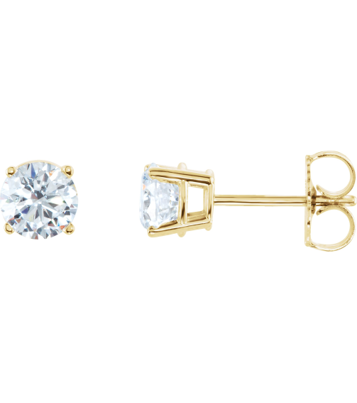 1874 14K Yellow Set Round Natural Diamond Pair 6.3Mm 2 Ctw I2, G-H Friction Friction Backs Included 4-Prong Polished 2 Ctw Natural Diamond Stud Earrings