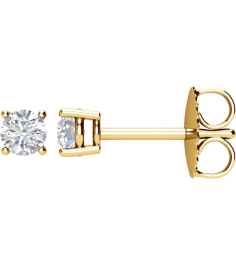 1874 14K Yellow Set Round Natural Diamond Pair 3.2Mm 14 Ctw I1, G-H Friction Friction Backs Included 4-Prong Polished 14 Ctw Natural Diamond Stud Earrings