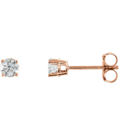 1874 14K Rose Set Round Natural Diamond Pair 3.4Mm 13 Ctw I2, G-H Friction Friction Backs Included 4-Prong Polished 13 Ctw Natural Diamond Stud Earrings