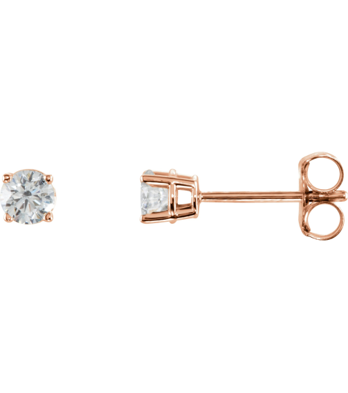 1874 14K Rose Set Round Natural Diamond Pair 3.4Mm 13 Ctw I2, G-H Friction Friction Backs Included 4-Prong Polished 13 Ctw Natural Diamond Stud Earrings