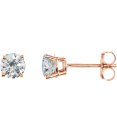 1874 14K Rose Set Round Natural Diamond Pair 4Mm 12 Ctw I2, G-H Friction Friction Backs Included 4-Prong Polished 12 Ctw Natural Diamond Stud Earrings