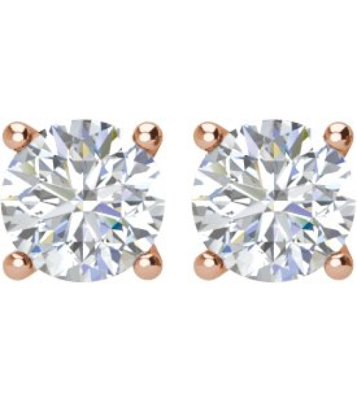 1874 14K Rose Set Round Natural Diamond Pair 4Mm 12 Ctw I2, G-H Friction Friction Backs Included 4-Prong Polished 12 Ctw Natural Diamond Stud Earrings