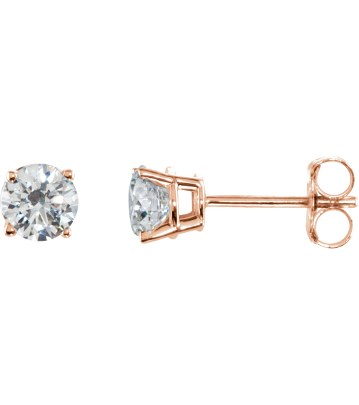 1874 14K Rose Set Round Natural Diamond Pair 4.5Mm 34 Ctw I2, G-H Friction Friction Backs Included 4-Prong Polished 34 Ctw Natural Diamond Stud Earrings