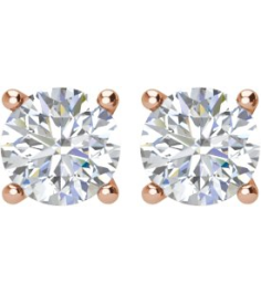 1874 14K Rose Set Round Natural Diamond Pair 4.5Mm 34 Ctw I2, G-H Friction Friction Backs Included 4-Prong Polished 34 Ctw Natural Diamond Stud Earrings