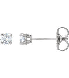 1874 14K White Set Round Natural Diamond Pair 3Mm 15 Ctw I2, G-H Friction Friction Backs Included 4-Prong Polished 15 Ctw Natural Diamond Stud Earrings