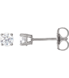1874 14K White Set Round Natural Diamond Pair 3.4Mm 13 Ctw I2, G-H Friction Friction Backs Included 4-Prong Polished 13 Ctw Natural Diamond Stud Earrings