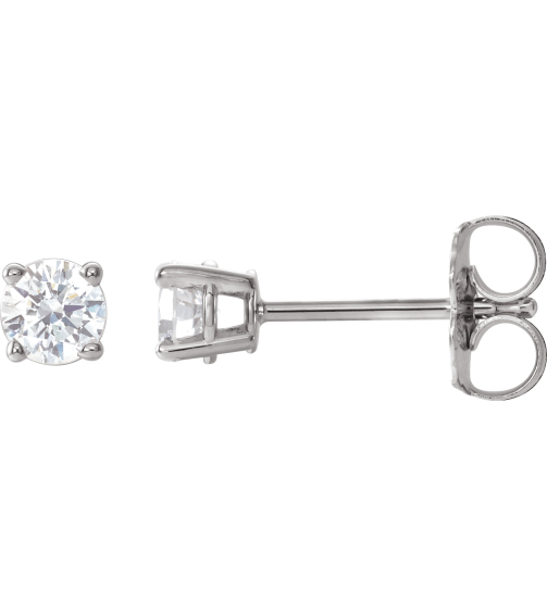 1874 14K White Set Round Natural Diamond Pair 3.4Mm 13 Ctw I2, G-H Friction Friction Backs Included 4-Prong Polished 13 Ctw Natural Diamond Stud Earrings