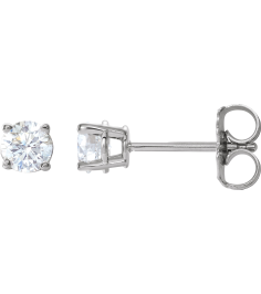 1874 14K White Set Round Natural Diamond Pair 4Mm 12 Ctw I2, G-H Friction Friction Backs Included 4-Prong Polished 12 Ctw Natural Diamond Stud Earrings