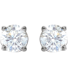1874 14K White Set Round Natural Diamond Pair 4Mm 12 Ctw I2, G-H Friction Friction Backs Included 4-Prong Polished 12 Ctw Natural Diamond Stud Earrings