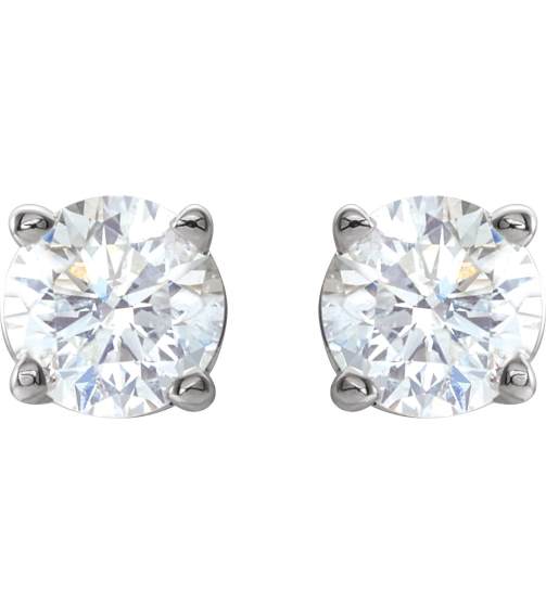 1874 14K White Set Round Natural Diamond Pair 4Mm 12 Ctw I2, G-H Friction Friction Backs Included 4-Prong Polished 12 Ctw Natural Diamond Stud Earrings