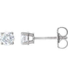 1874 14K White Set Round Natural Diamond Pair 4.5Mm 34 Ctw I2, G-H Friction Friction Backs Included 4-Prong Polished 34 Ctw Natural Diamond Stud Earrings